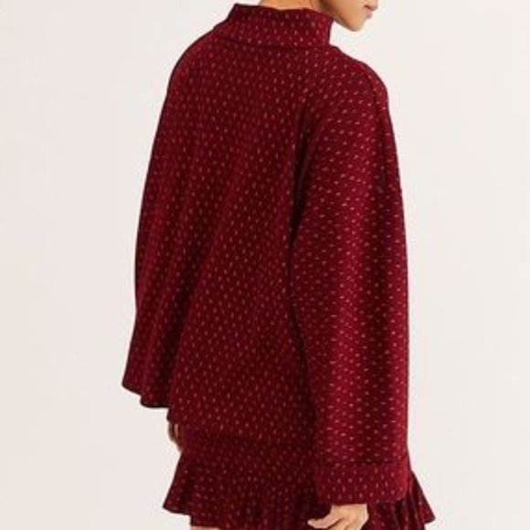 Free People Set the Mood‎ 2-Piece Knit Sweater Skirt Set Wine Red L - Picture 8 of 16